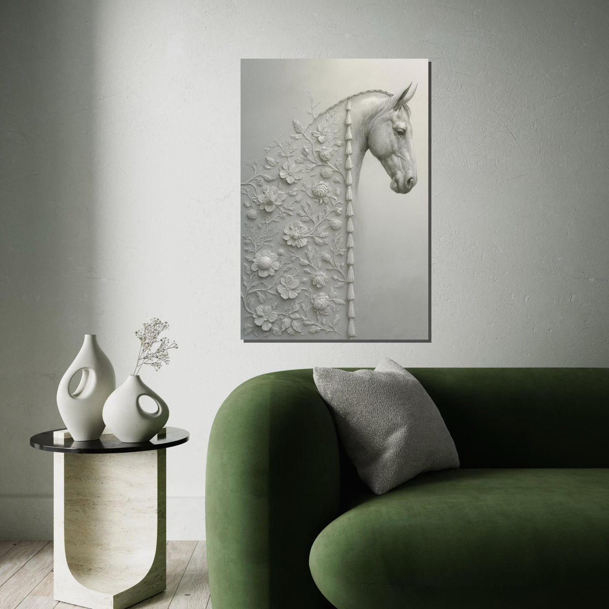 Print Canvas,Elegant Floral Horse Canvas,Floral Horse Art,Equine Wall Decor,Wall Art Canvas Design, Ready To Hang Decoration, Animal Art