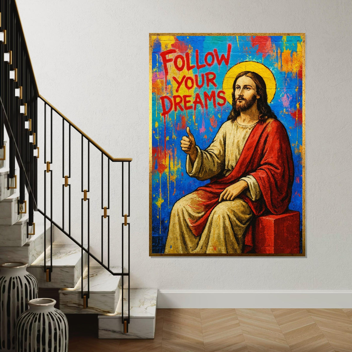 Follow Your Dreams Canvas,Inspirational Wall Art,Colorful Art Print,Uplifting Decor,Modern Canvas Design, Ready To Hang Home Decor,Print Art
