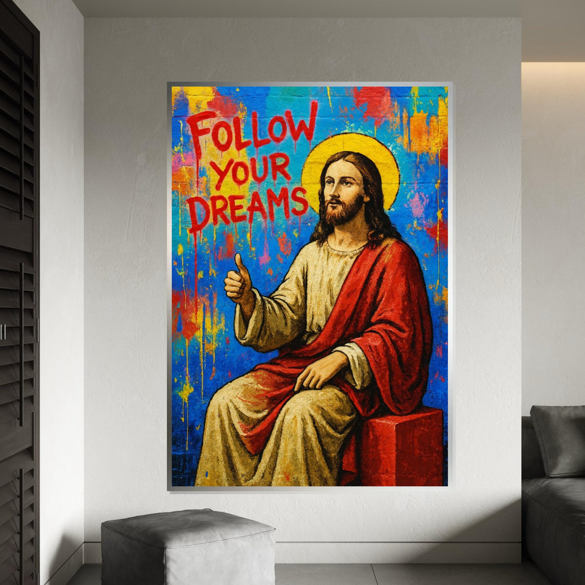 Follow Your Dreams Canvas,Inspirational Wall Art,Colorful Art Print,Uplifting Decor,Modern Canvas Design, Ready To Hang Home Decor,Print Art