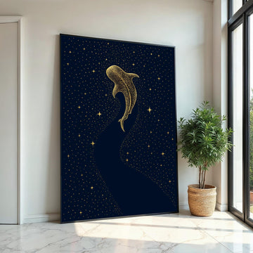 Cosmic Whale Canvas, Starry Night Whale Art, Celestial Ocean Print, Wall Art Canvas Design, Ready to Hang Decoration, Gift Art