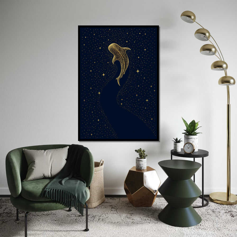 Cosmic Whale Canvas, Starry Night Whale Art, Celestial Ocean Print, Wall Art Canvas Design, Ready to Hang Decoration, Gift Art