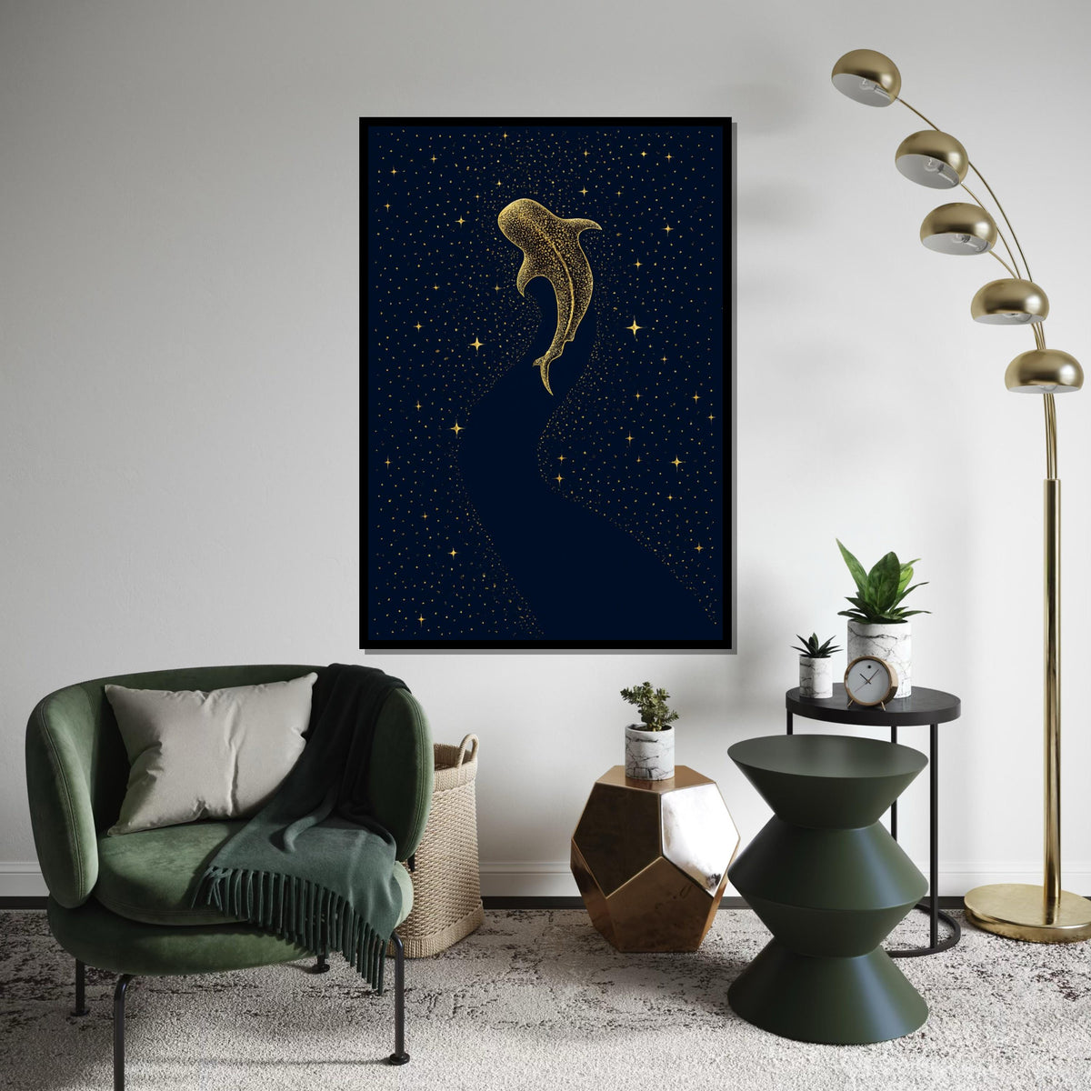 Cosmic Whale Canvas, Starry Night Whale Art, Celestial Ocean Print, Wall Art Canvas Design, Ready to Hang Decoration, Gift Art