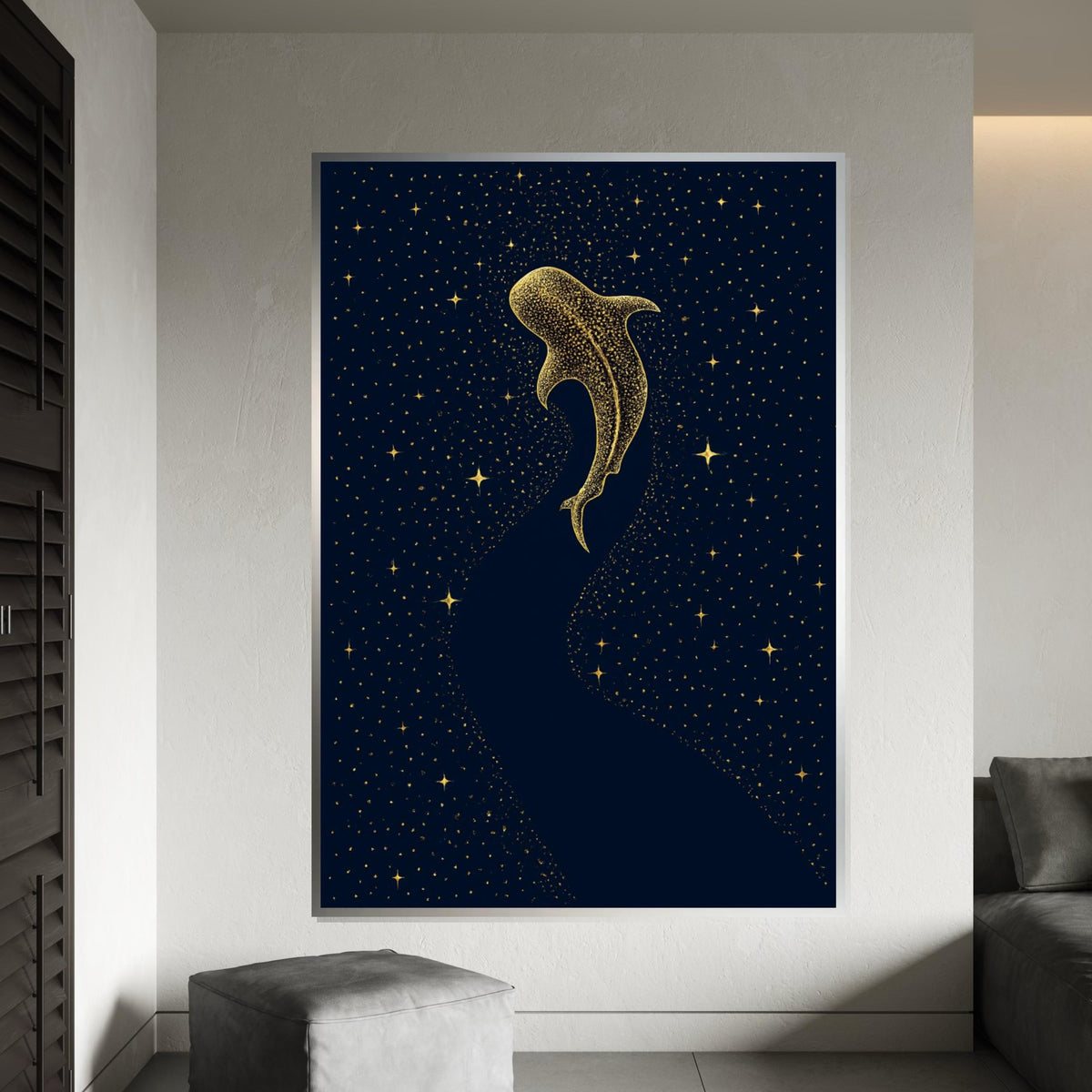 Cosmic Whale Canvas, Starry Night Whale Art, Celestial Ocean Print, Wall Art Canvas Design, Ready to Hang Decoration, Gift Art