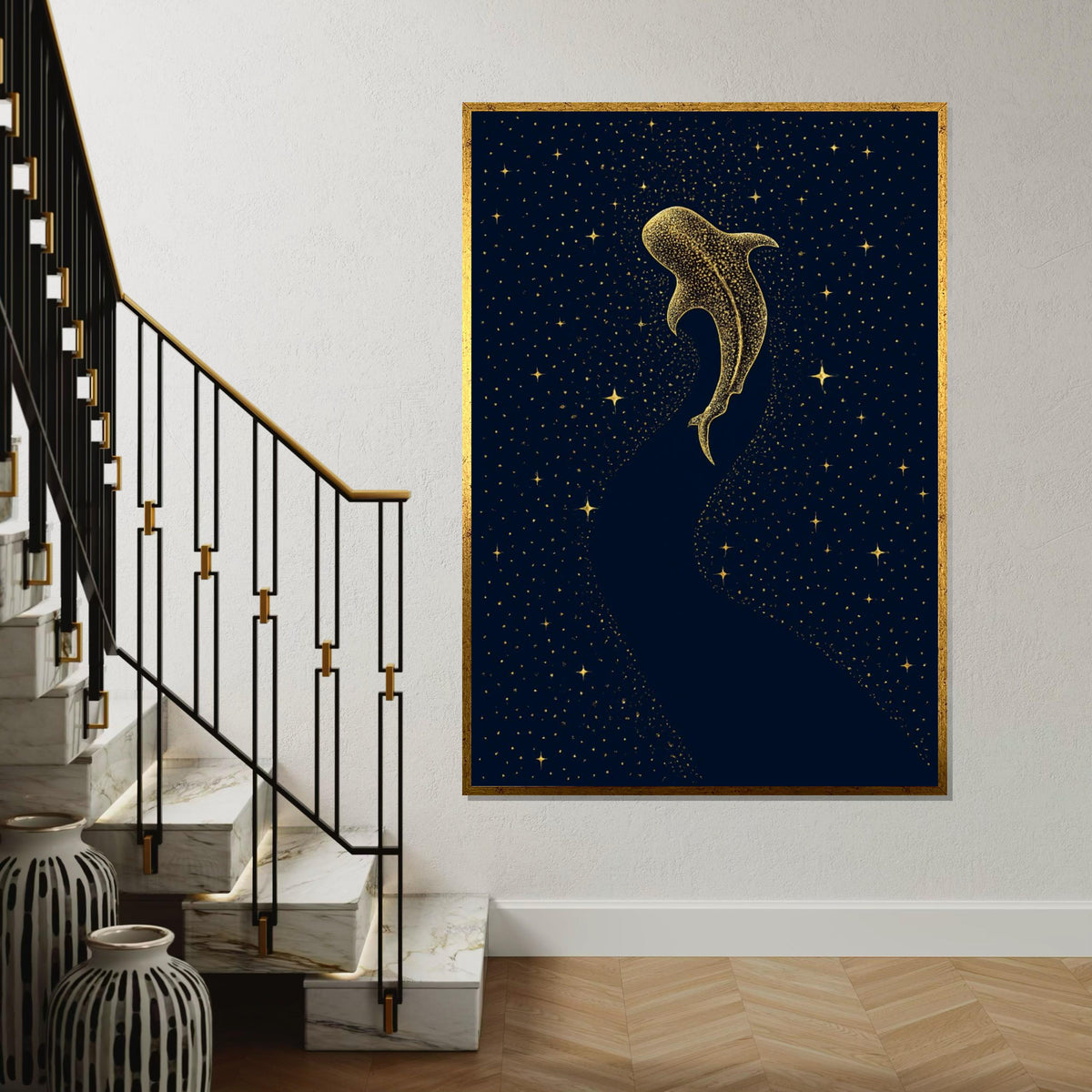 Cosmic Whale Canvas, Starry Night Whale Art, Celestial Ocean Print, Wall Art Canvas Design, Ready to Hang Decoration, Gift Art
