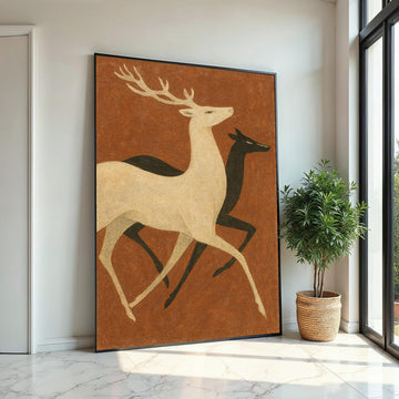 Elegant Stag Pair, Deer Canvas Art, Animal Wall Print, Nature Canvas, Wall Art Canvas Design, Ready to Hang Home Decoration, Gift Art