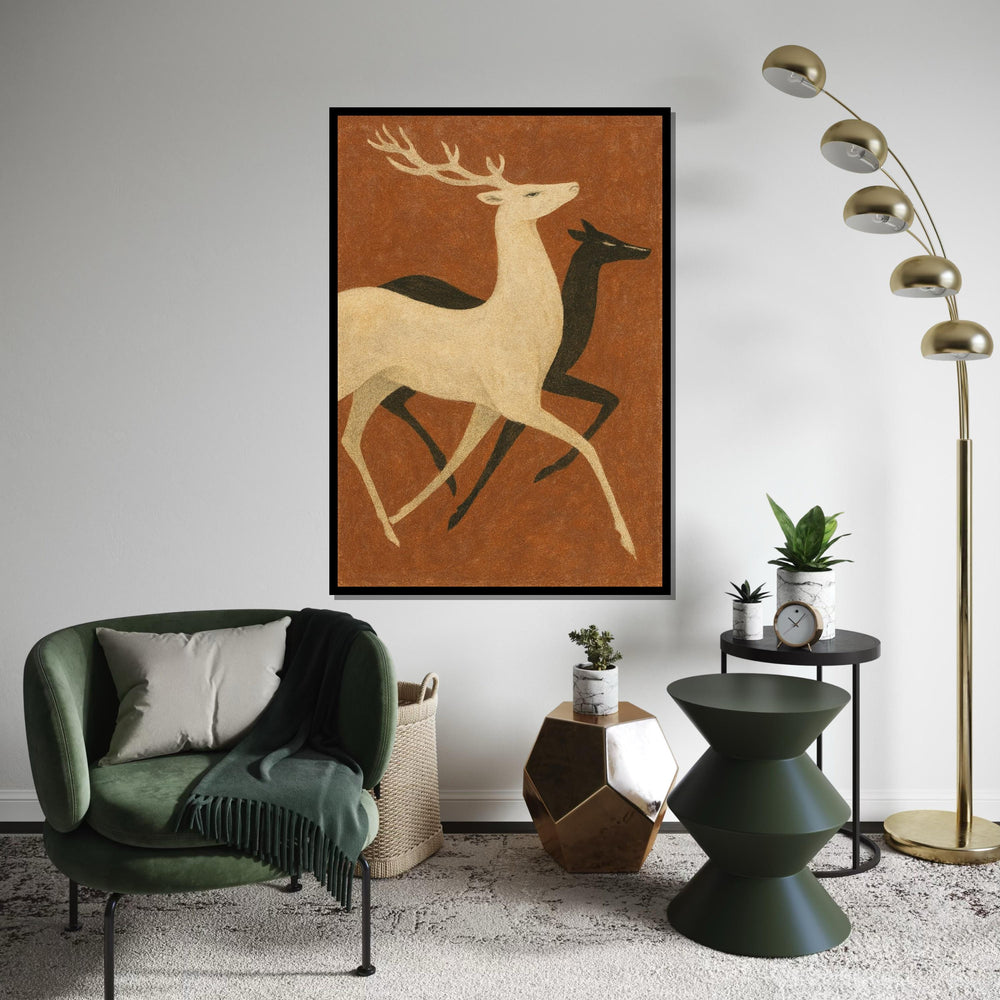 Elegant Stag Pair, Deer Canvas Art, Animal Wall Print, Nature Canvas, Wall Art Canvas Design, Ready to Hang Home Decoration, Gift Art