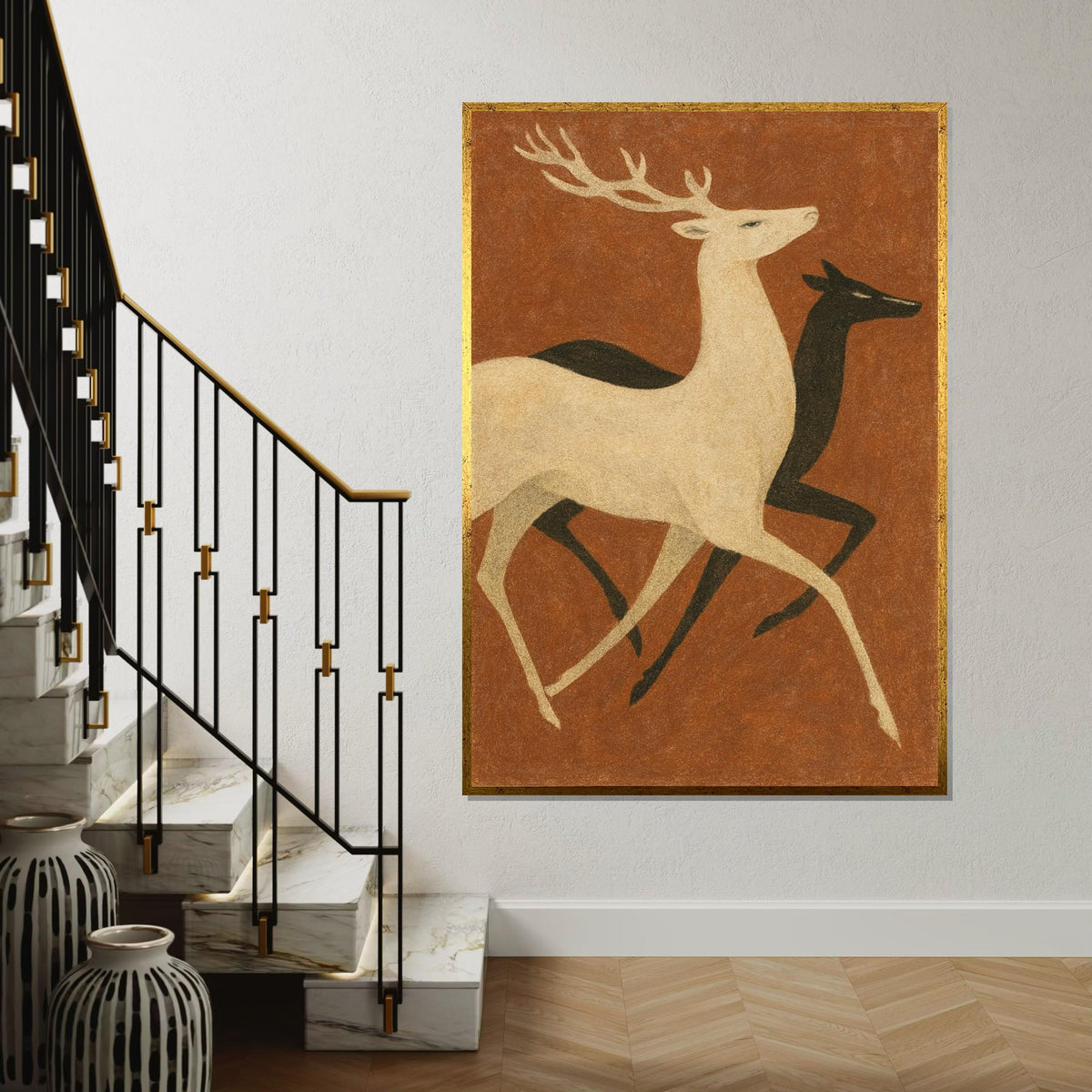 Elegant Stag Pair, Deer Canvas Art, Animal Wall Print, Nature Canvas, Wall Art Canvas Design, Ready to Hang Home Decoration, Gift Art