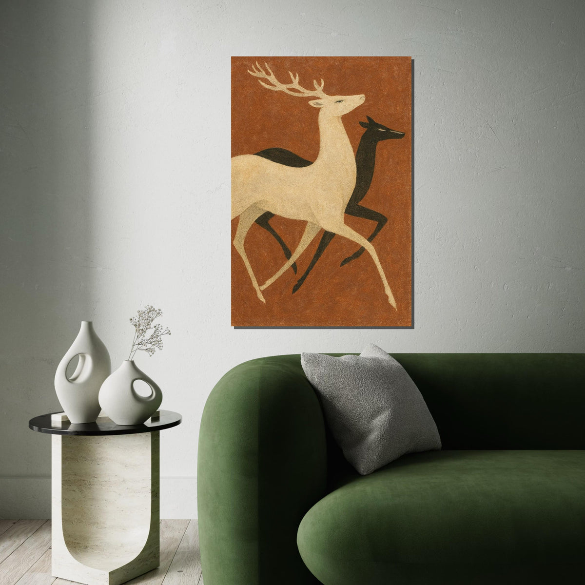 Elegant Stag Pair, Deer Canvas Art, Animal Wall Print, Nature Canvas, Wall Art Canvas Design, Ready to Hang Home Decoration, Gift Art