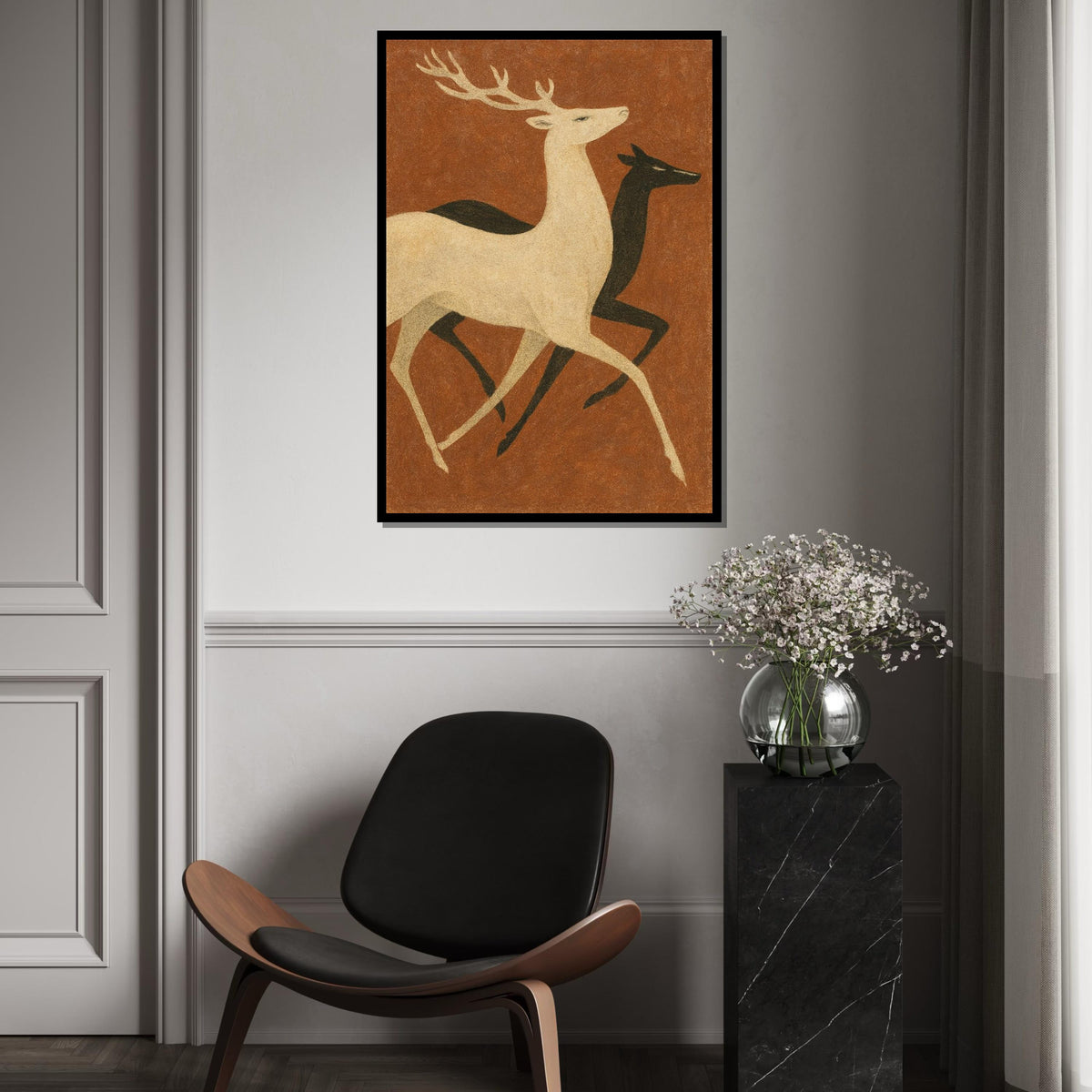 Elegant Stag Pair, Deer Canvas Art, Animal Wall Print, Nature Canvas, Wall Art Canvas Design, Ready to Hang Home Decoration, Gift Art