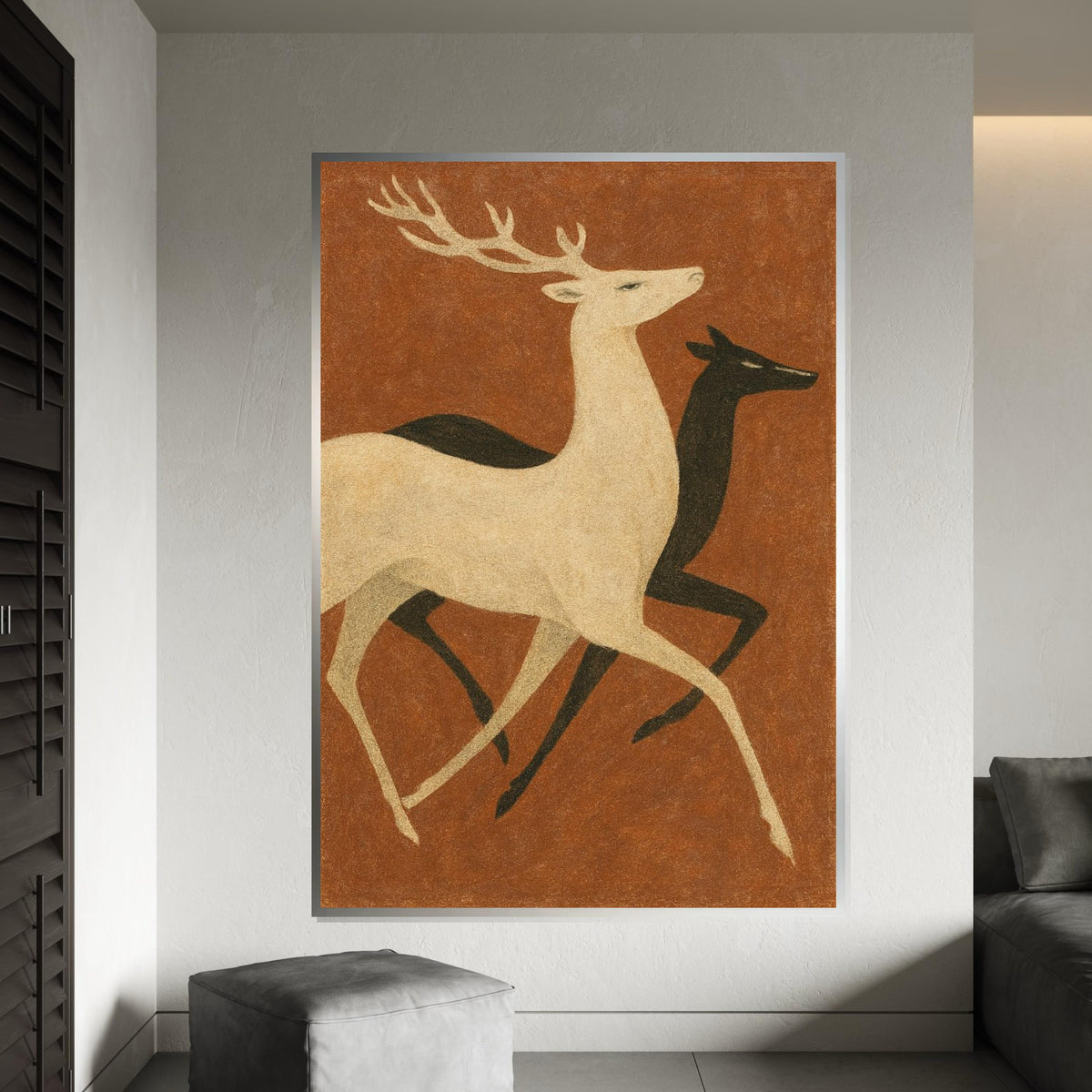 Elegant Stag Pair, Deer Canvas Art, Animal Wall Print, Nature Canvas, Wall Art Canvas Design, Ready to Hang Home Decoration, Gift Art