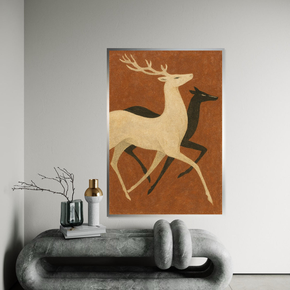 Elegant Stag Pair, Deer Canvas Art, Animal Wall Print, Nature Canvas, Wall Art Canvas Design, Ready to Hang Home Decoration, Gift Art