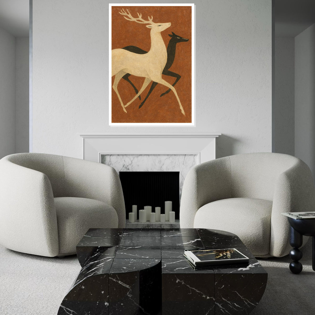 Elegant Stag Pair, Deer Canvas Art, Animal Wall Print, Nature Canvas, Wall Art Canvas Design, Ready to Hang Home Decoration, Gift Art