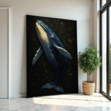 Celestial Whale Canvas, Starry Night Whale Art, Ocean Scene Wall Print, Wall Art Canvas Design, Ready to Hang Decoration, Print Art