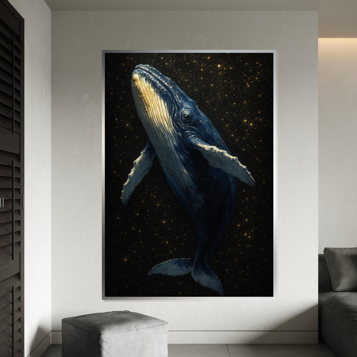 Celestial Whale Canvas, Starry Night Whale Art, Ocean Scene Wall Print, Wall Art Canvas Design, Ready to Hang Decoration, Print Art