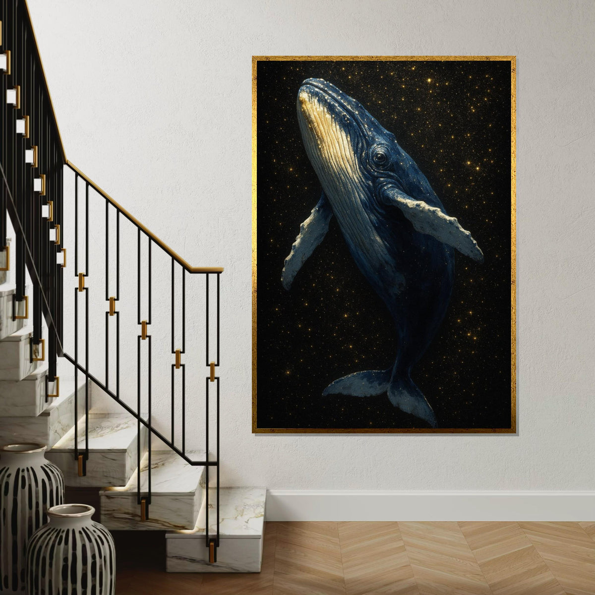 Celestial Whale Canvas, Starry Night Whale Art, Ocean Scene Wall Print, Wall Art Canvas Design, Ready to Hang Decoration, Print Art