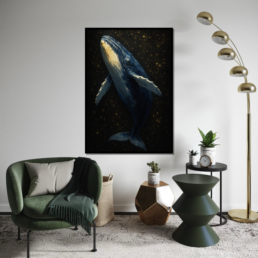Celestial Whale Canvas, Starry Night Whale Art, Ocean Scene Wall Print, Wall Art Canvas Design, Ready to Hang Decoration, Print Art