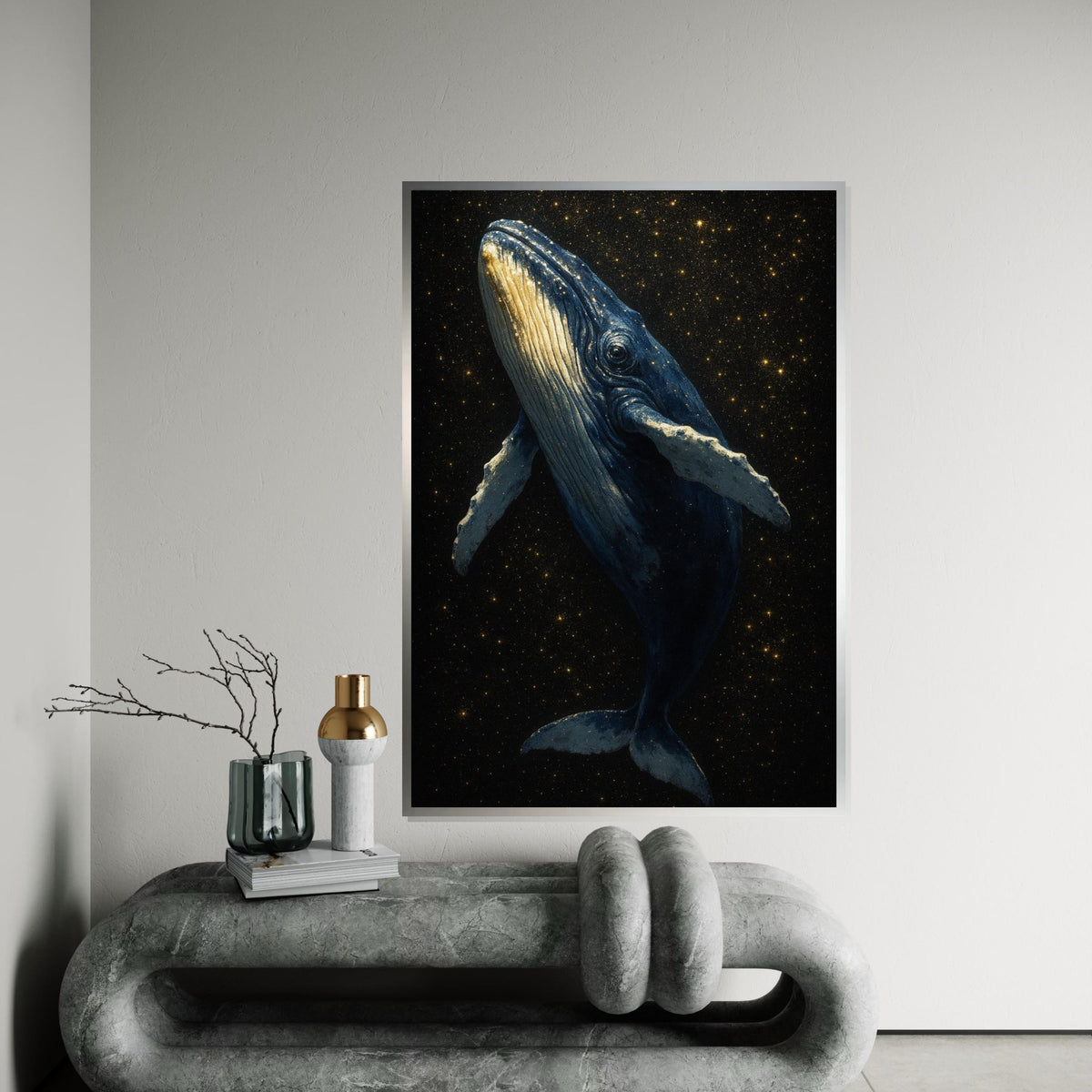 Celestial Whale Canvas, Starry Night Whale Art, Ocean Scene Wall Print, Wall Art Canvas Design, Ready to Hang Decoration, Print Art
