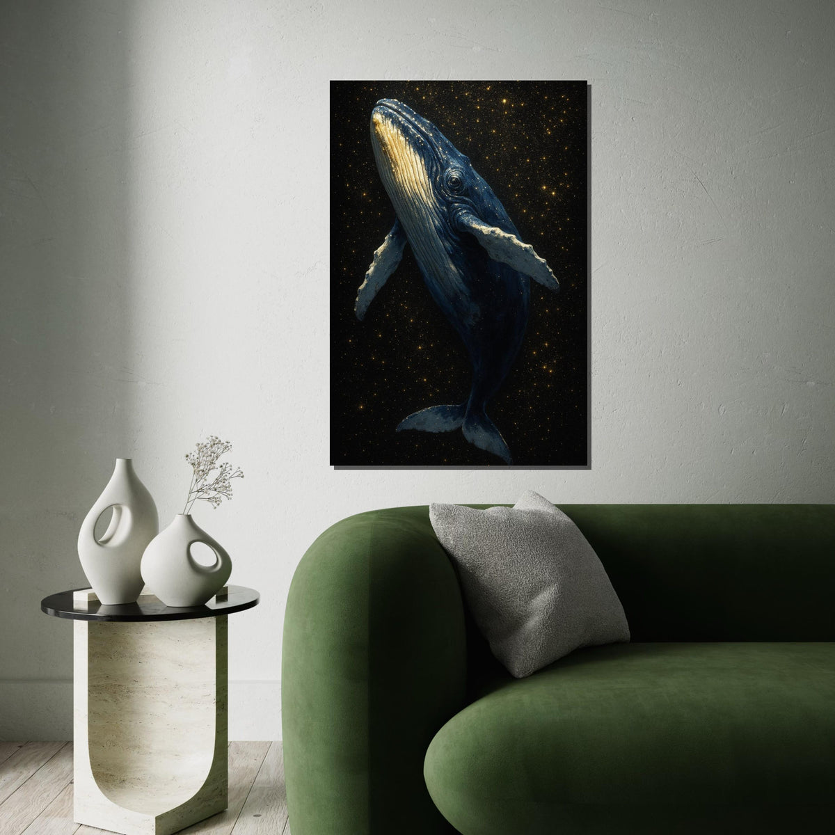 Celestial Whale Canvas, Starry Night Whale Art, Ocean Scene Wall Print, Wall Art Canvas Design, Ready to Hang Decoration, Print Art