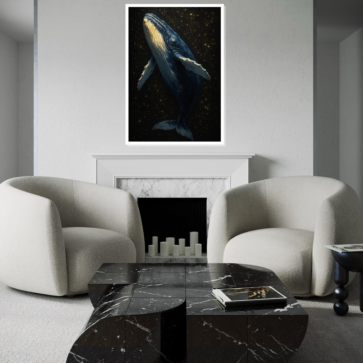 Celestial Whale Canvas, Starry Night Whale Art, Ocean Scene Wall Print, Wall Art Canvas Design, Ready to Hang Decoration, Print Art