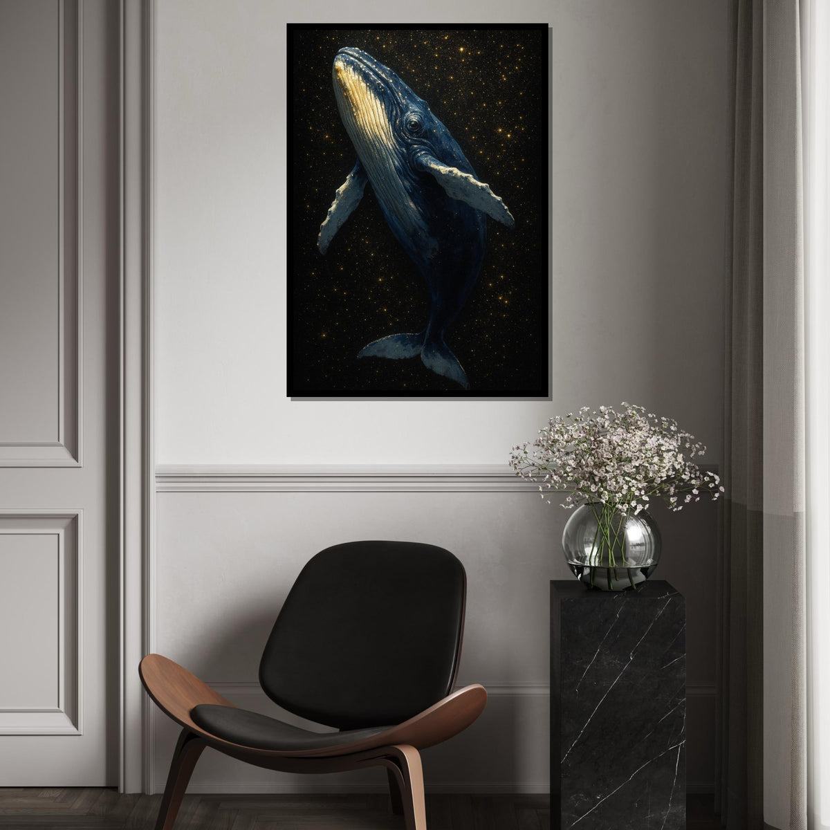 Celestial Whale Canvas, Starry Night Whale Art, Ocean Scene Wall Print, Wall Art Canvas Design, Ready to Hang Decoration, Print Art