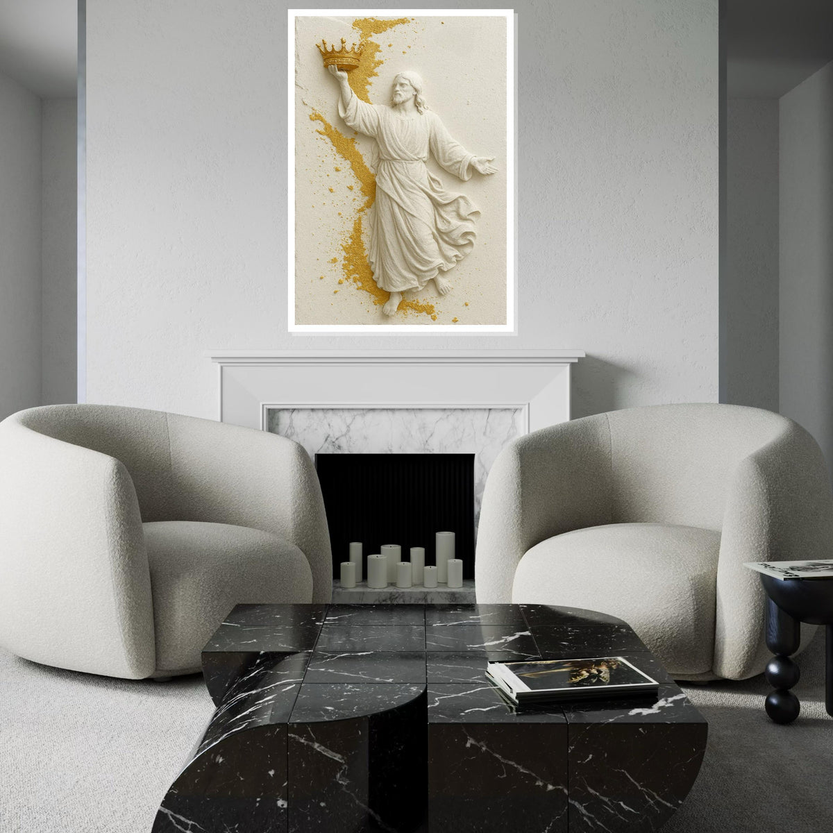 Golden Crowned Savior Canvas, Jesus Art, Religious Wall Art, Gold Accents, Inspirational Canvas Design, Ready to Hang Decoration