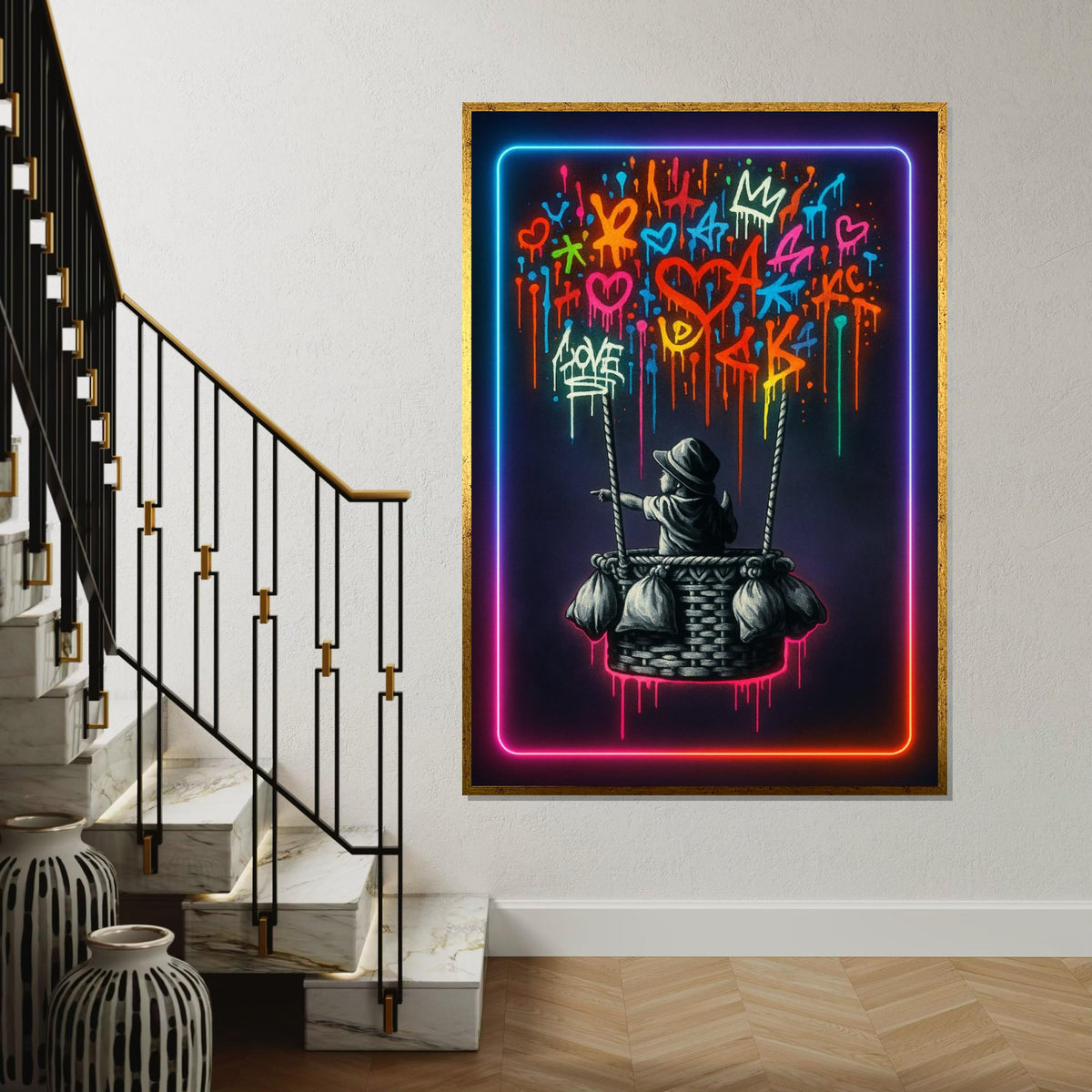 Graffiti Basket Canvas, Child Art, Colorful Graffiti Wall Art, Banksy Style Canvas, Wall Art Design, Ready To Hang Decoration, Print Art