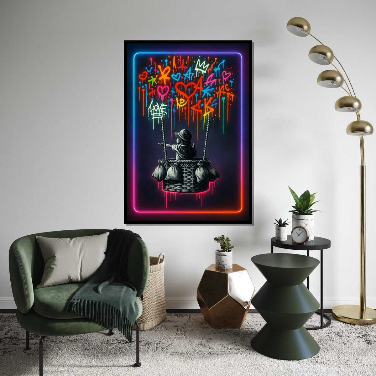 Graffiti Basket Canvas, Child Art, Colorful Graffiti Wall Art, Banksy Style Canvas, Wall Art Design, Ready To Hang Decoration, Print Art
