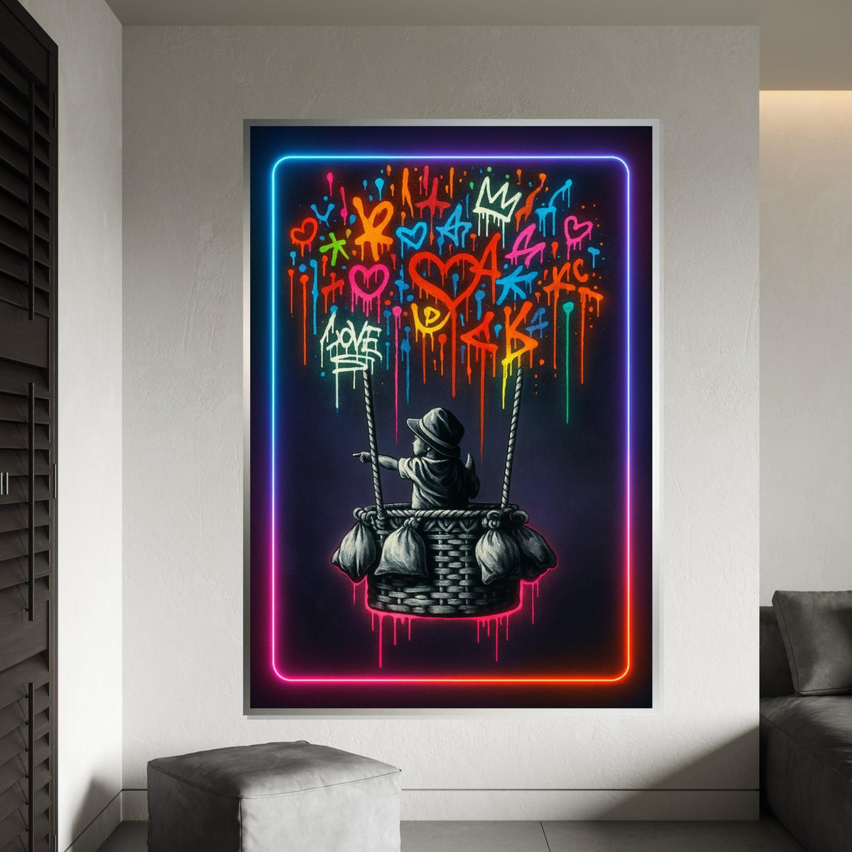 Graffiti Basket Canvas, Child Art, Colorful Graffiti Wall Art, Banksy Style Canvas, Wall Art Design, Ready To Hang Decoration, Print Art