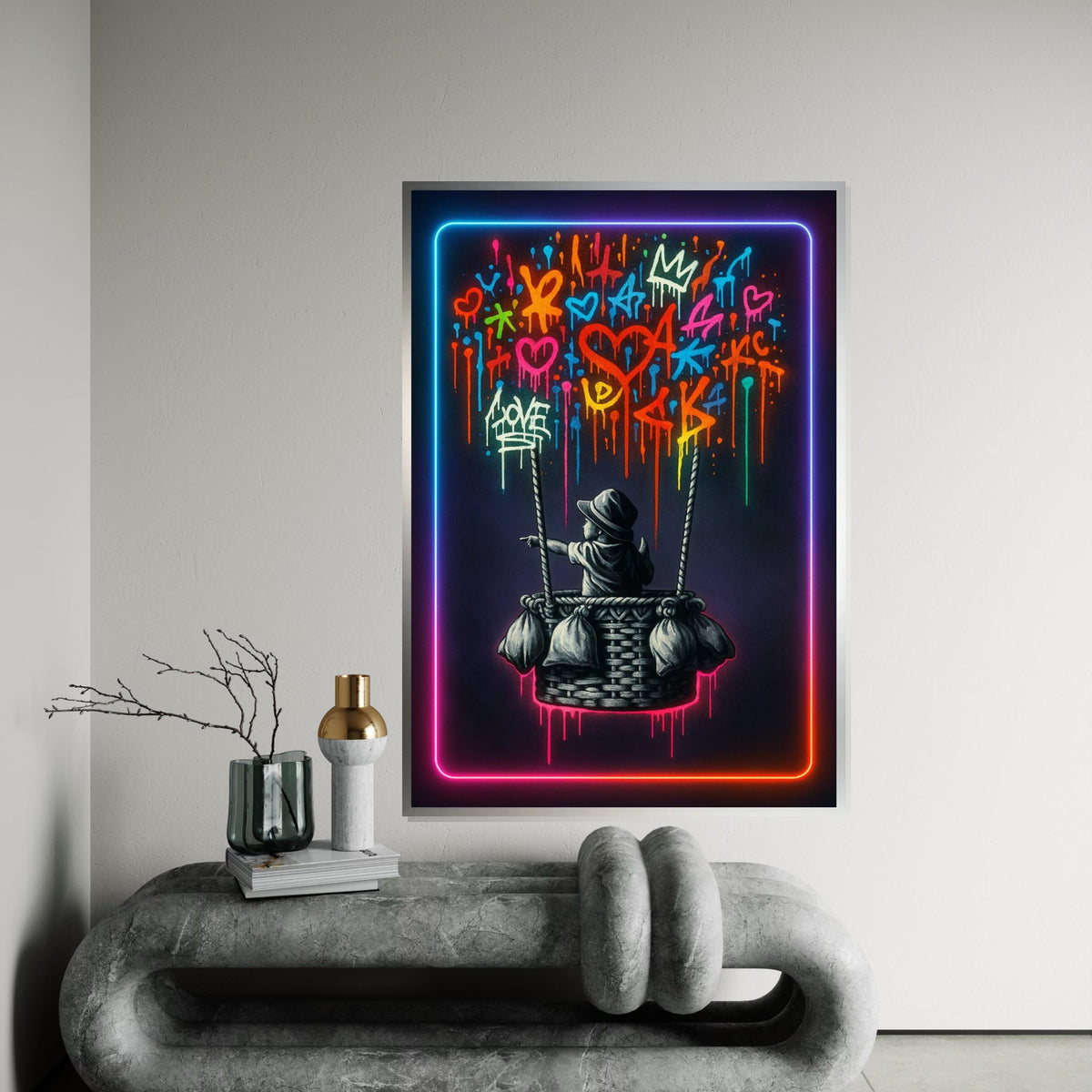 Graffiti Basket Canvas, Child Art, Colorful Graffiti Wall Art, Banksy Style Canvas, Wall Art Design, Ready To Hang Decoration, Print Art