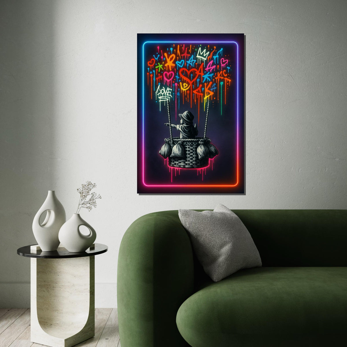 Graffiti Basket Canvas, Child Art, Colorful Graffiti Wall Art, Banksy Style Canvas, Wall Art Design, Ready To Hang Decoration, Print Art