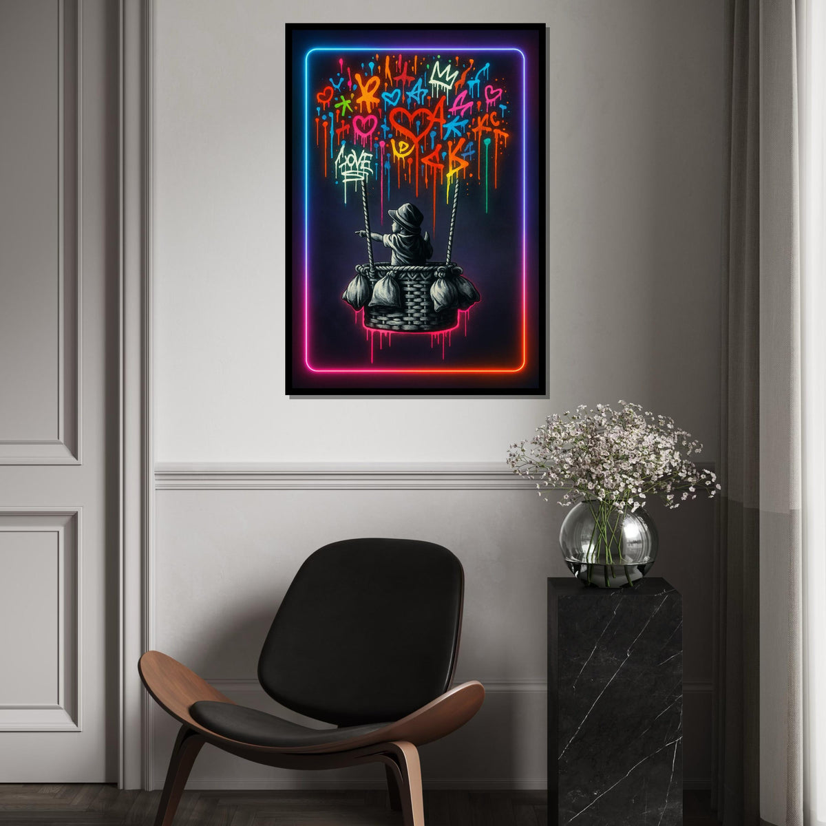 Graffiti Basket Canvas, Child Art, Colorful Graffiti Wall Art, Banksy Style Canvas, Wall Art Design, Ready To Hang Decoration, Print Art