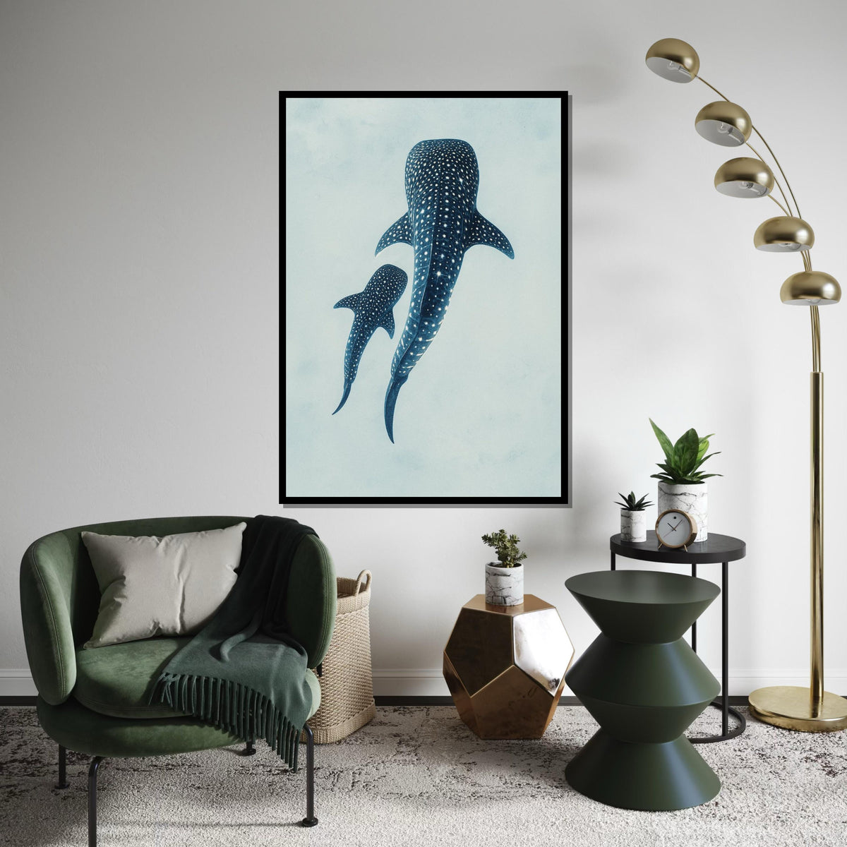 Whale Shark Canvas, Ocean Animal Art, Spotted Shark Wall Print, Marine Life Poster, Wall Art Canvas Design, Ready to Hang Decoration