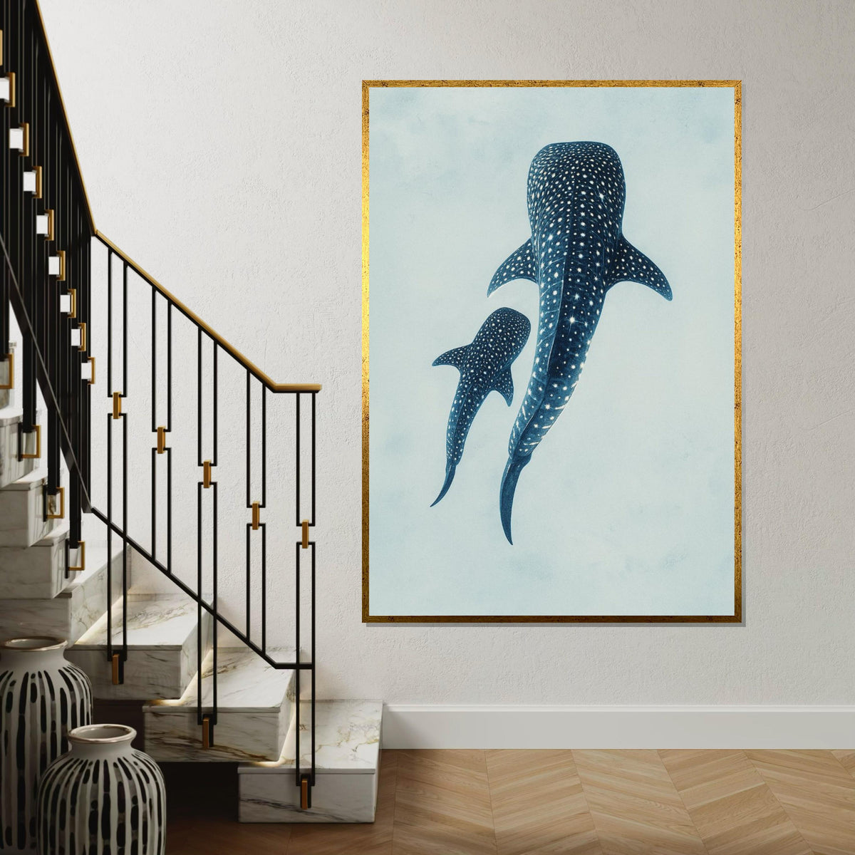 Whale Shark Canvas, Ocean Animal Art, Spotted Shark Wall Print, Marine Life Poster, Wall Art Canvas Design, Ready to Hang Decoration