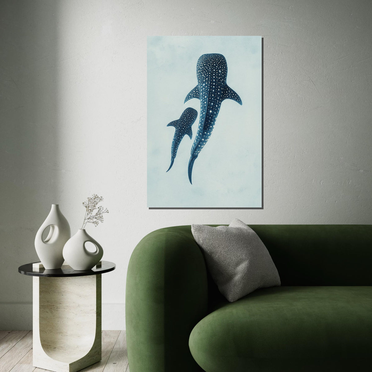 Whale Shark Canvas, Ocean Animal Art, Spotted Shark Wall Print, Marine Life Poster, Wall Art Canvas Design, Ready to Hang Decoration