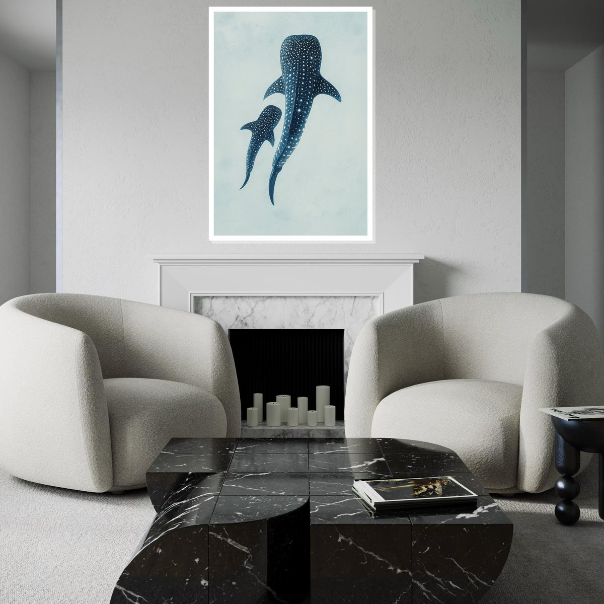 Whale Shark Canvas, Ocean Animal Art, Spotted Shark Wall Print, Marine Life Poster, Wall Art Canvas Design, Ready to Hang Decoration