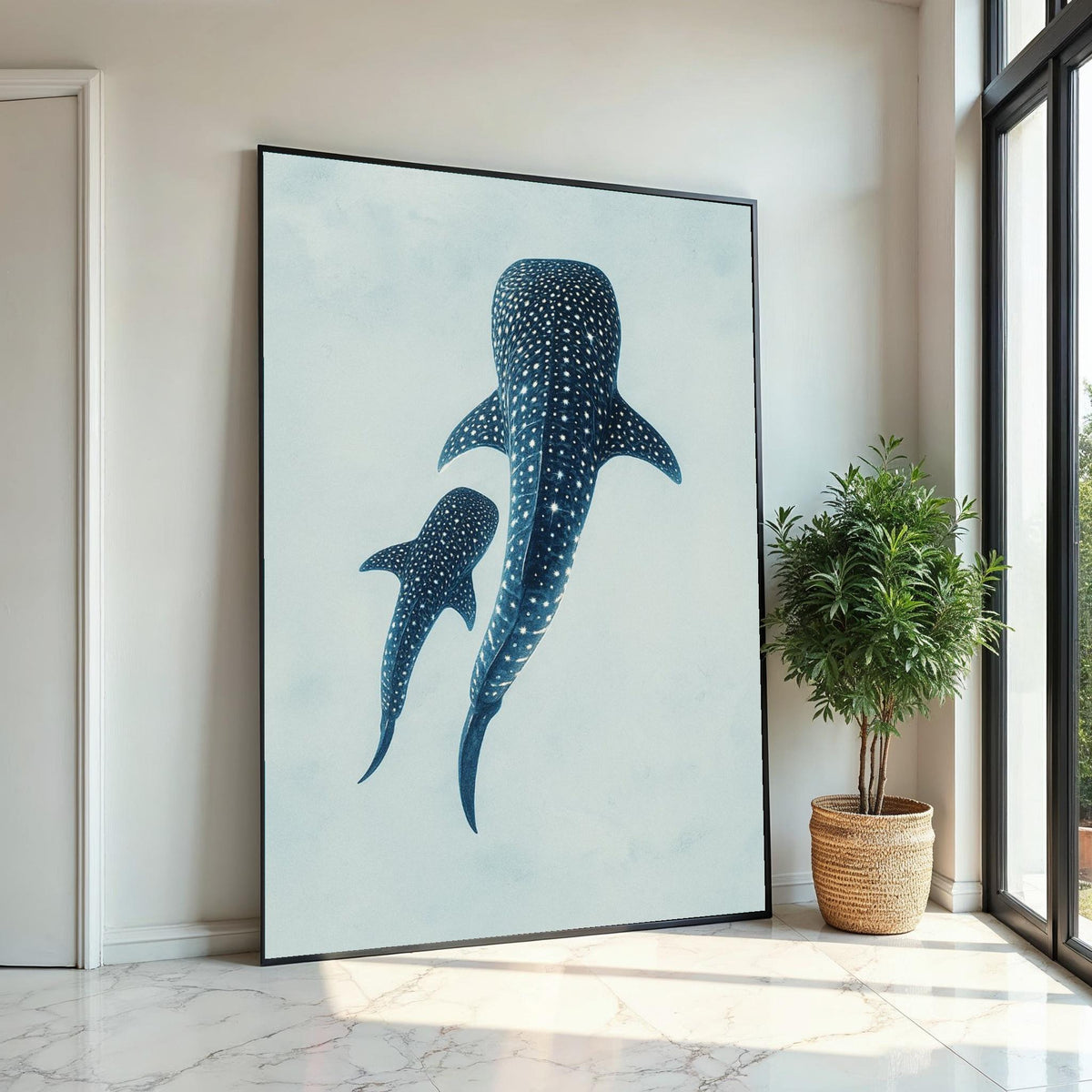 Whale Shark Canvas, Ocean Animal Art, Spotted Shark Wall Print, Marine Life Poster, Wall Art Canvas Design, Ready to Hang Decoration