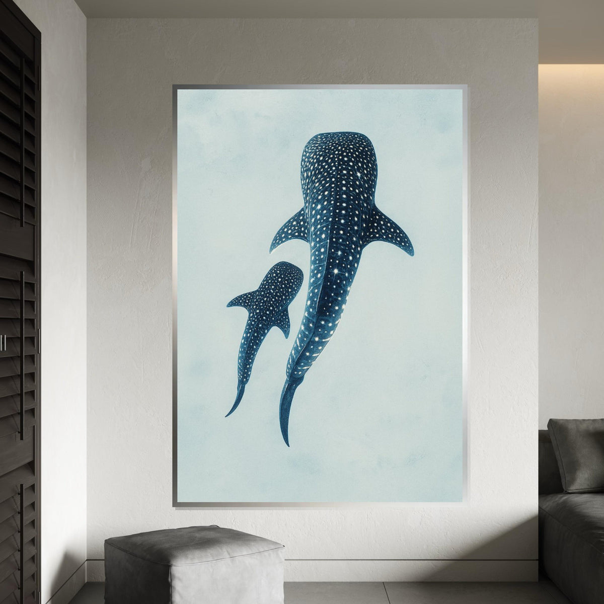 Whale Shark Canvas, Ocean Animal Art, Spotted Shark Wall Print, Marine Life Poster, Wall Art Canvas Design, Ready to Hang Decoration