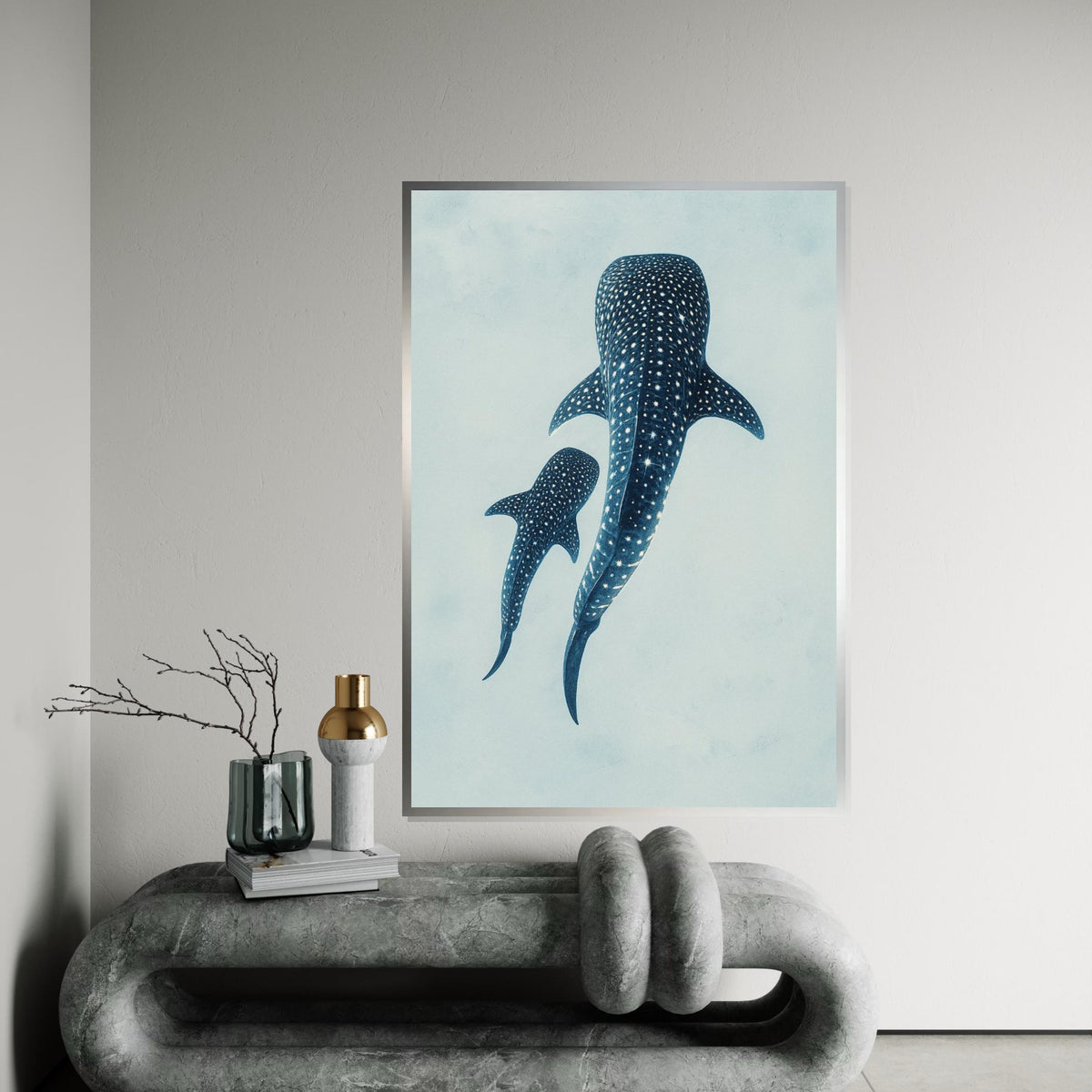 Whale Shark Canvas, Ocean Animal Art, Spotted Shark Wall Print, Marine Life Poster, Wall Art Canvas Design, Ready to Hang Decoration