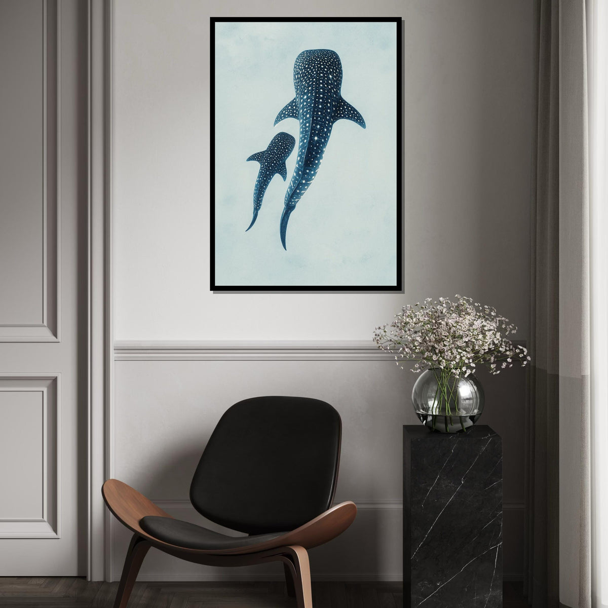 Whale Shark Canvas, Ocean Animal Art, Spotted Shark Wall Print, Marine Life Poster, Wall Art Canvas Design, Ready to Hang Decoration