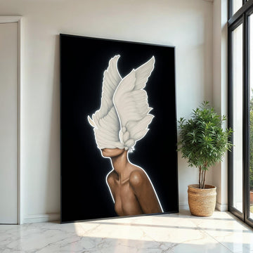 Print Canvas, Woman Art, Abstract Winged Figure Canvas, Surreal Art, Winged Woman Poster, Wall Art Canvas Design, Ready To Hang Decoration