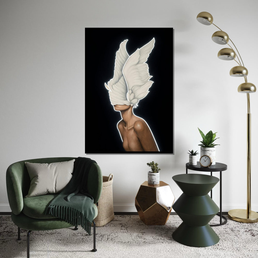 Print Canvas, Woman Art, Abstract Winged Figure Canvas, Surreal Art, Winged Woman Poster, Wall Art Canvas Design, Ready To Hang Decoration