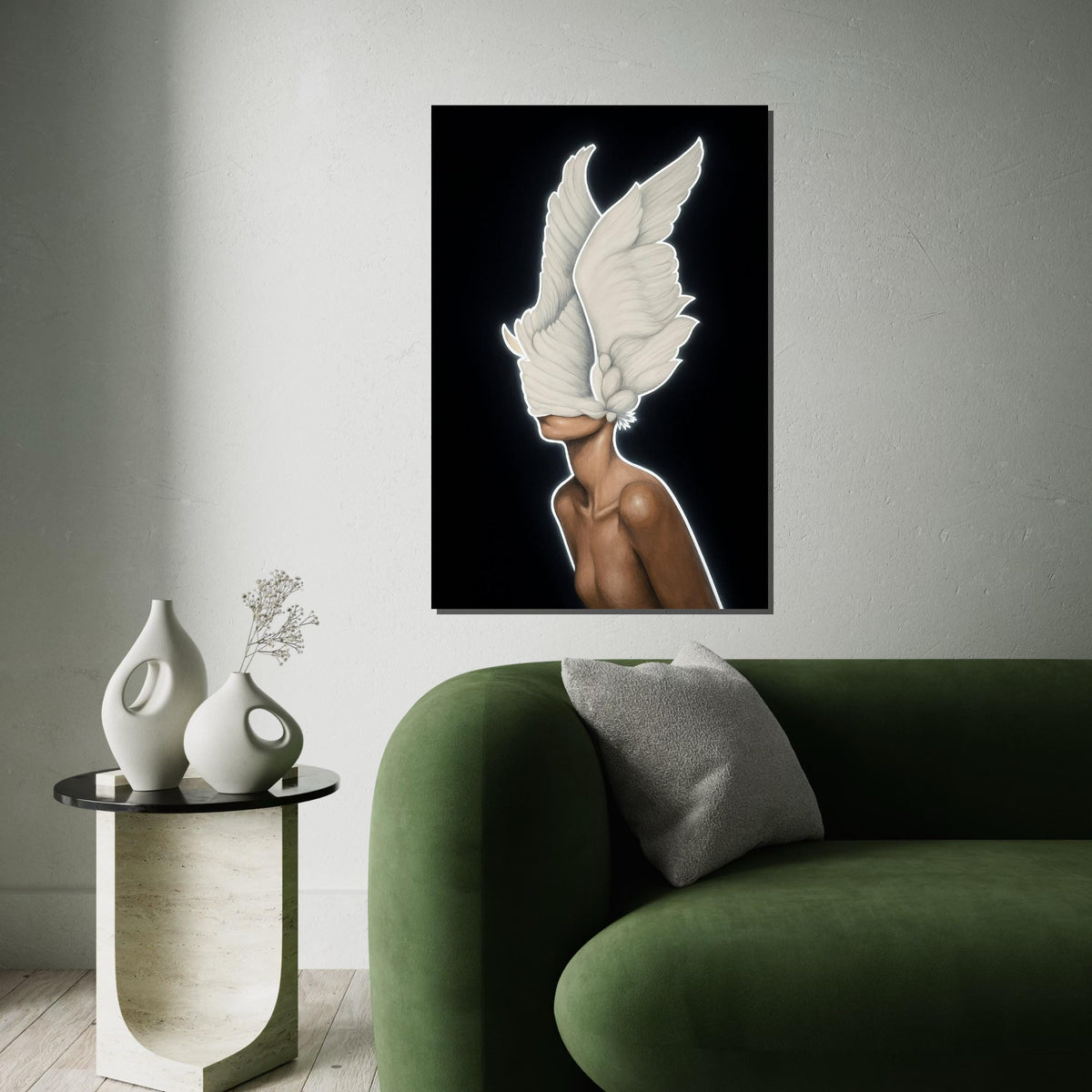 Print Canvas, Woman Art, Abstract Winged Figure Canvas, Surreal Art, Winged Woman Poster, Wall Art Canvas Design, Ready To Hang Decoration