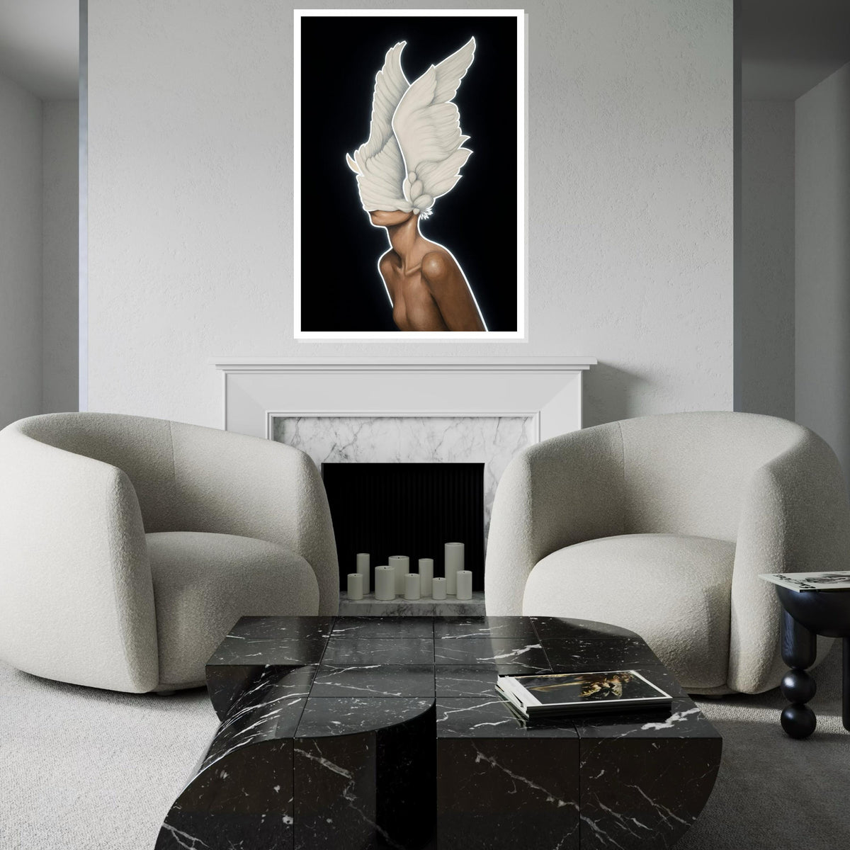Print Canvas, Woman Art, Abstract Winged Figure Canvas, Surreal Art, Winged Woman Poster, Wall Art Canvas Design, Ready To Hang Decoration