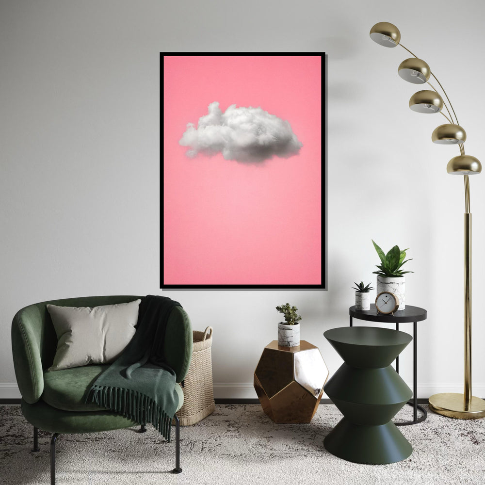 Fluffy Cloud Canvas, Pink Background Art, Minimalist Wall Art, Cloud Poster, Wall Art Canvas Design, Ready To Hang Decoration, Gift Art