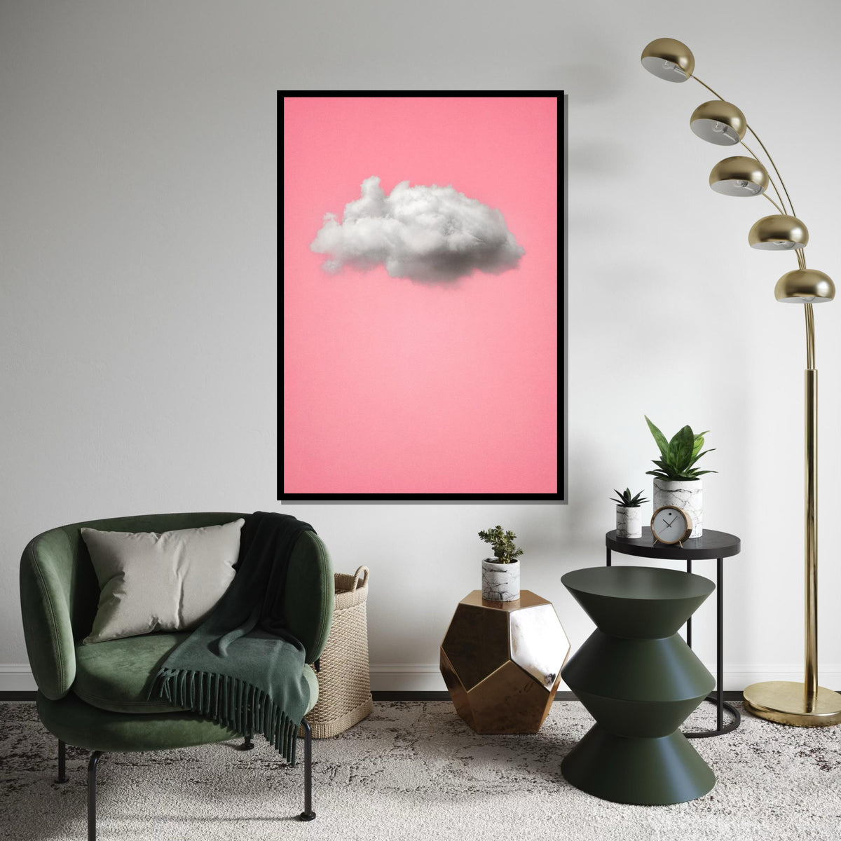 Fluffy Cloud Canvas, Pink Background Art, Minimalist Wall Art, Cloud Poster, Wall Art Canvas Design, Ready To Hang Decoration, Gift Art