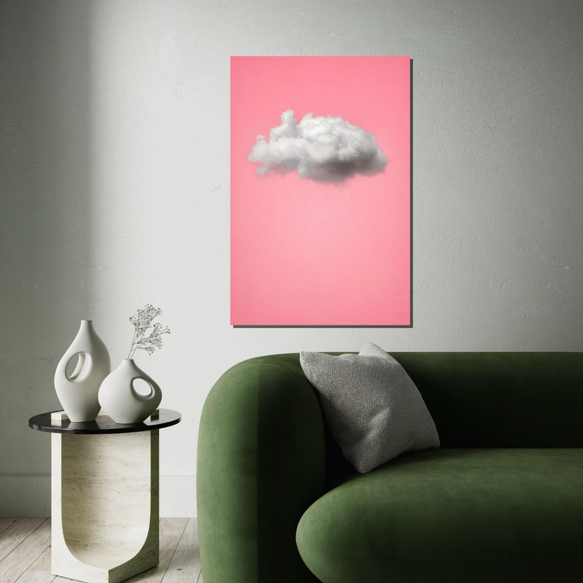 Fluffy Cloud Canvas, Pink Background Art, Minimalist Wall Art, Cloud Poster, Wall Art Canvas Design, Ready To Hang Decoration, Gift Art