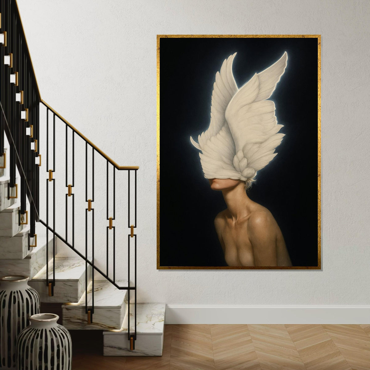 Seraphim Beauty Canvas, Angel Wings Art, Abstract Surreal Wall Art, Heavenly Decor, Wall Art Canvas Design, Ready To Hang Decoration