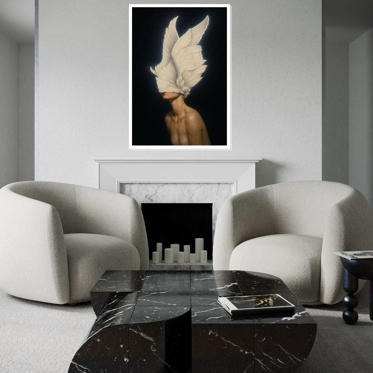 Seraphim Beauty Canvas, Angel Wings Art, Abstract Surreal Wall Art, Heavenly Decor, Wall Art Canvas Design, Ready To Hang Decoration