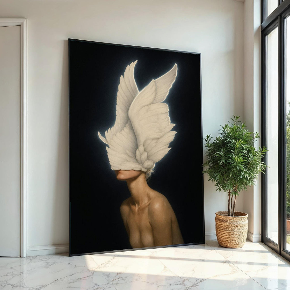 Seraphim Beauty Canvas, Angel Wings Art, Abstract Surreal Wall Art, Heavenly Decor, Wall Art Canvas Design, Ready To Hang Decoration