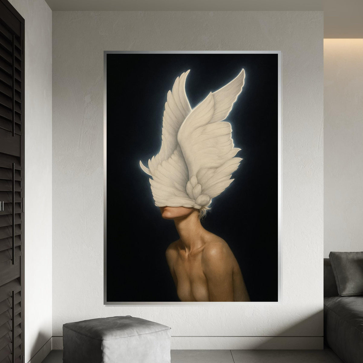 Seraphim Beauty Canvas, Angel Wings Art, Abstract Surreal Wall Art, Heavenly Decor, Wall Art Canvas Design, Ready To Hang Decoration